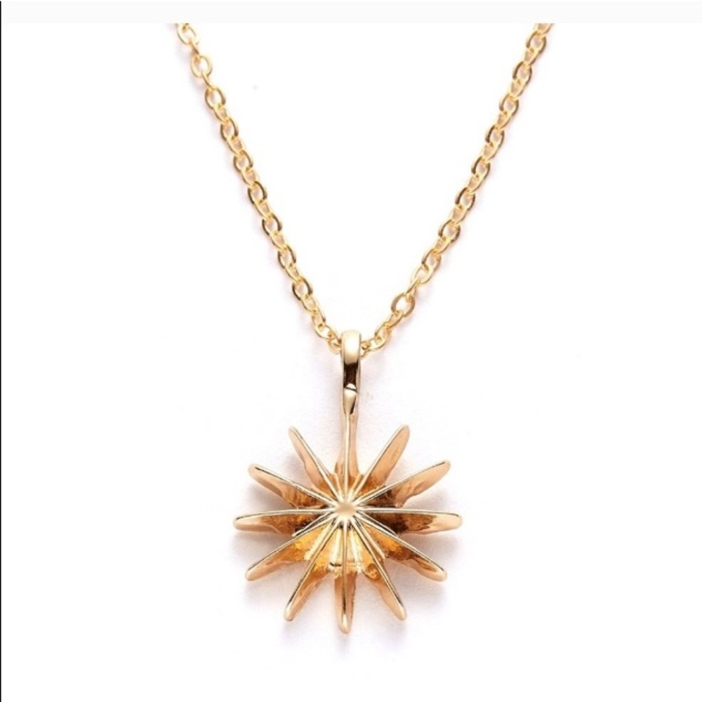 Indie Gold Star Burst GOOD VIBES ONLY Necklace